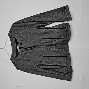 DKNY cropped wide wrist button down gray black work career blazer jacket sz M